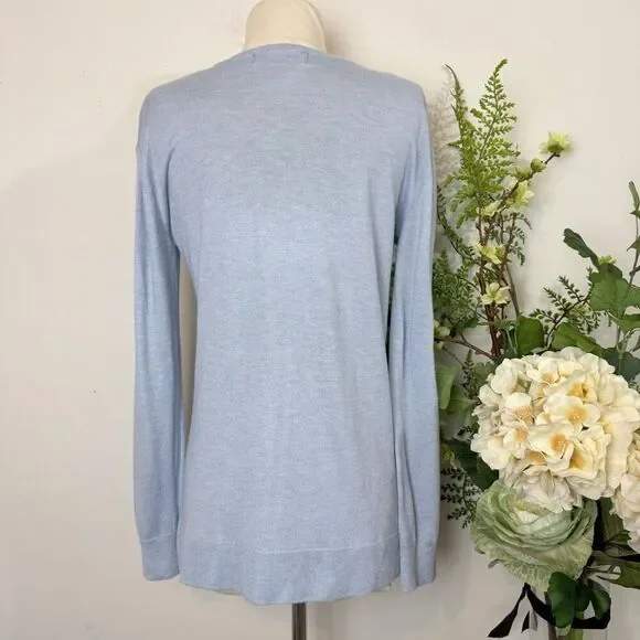 MAGASCHONI | blue tissue weight knit top | large | cashmere blend - Picture 5 of 9